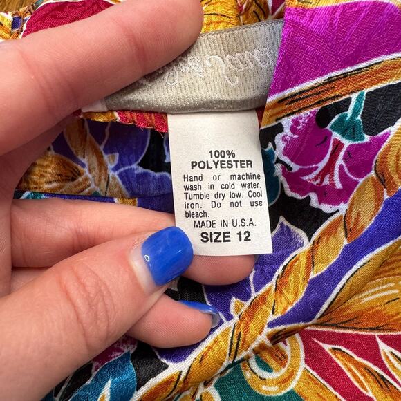 Vintage Andre Sauvage Multicolor Abstract Print Short Sleeve Blouse Womens 12 - Picture 3 of 6